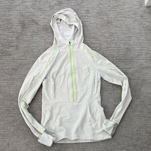 Lululemon White Hooded Pullover with Neon Zipper Detail Sz 8